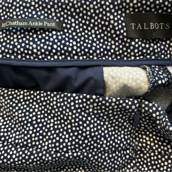 Talbots SZ 16 Chatham Ankle Pants Blue White Polka Dot - Picture 7 of 7